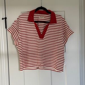 Madewell cropped polo Striped L top shirt
